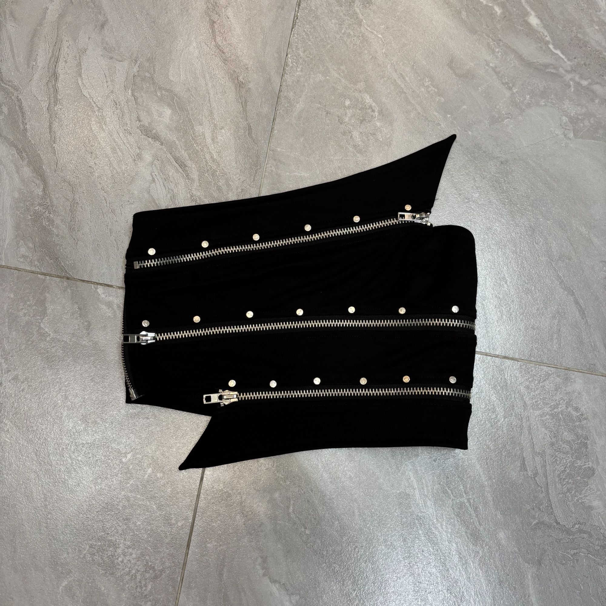 复古拉链设计辣妹性感抹胸上衣6162