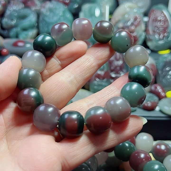 释***果砖雕秦紫玉老型珠手串