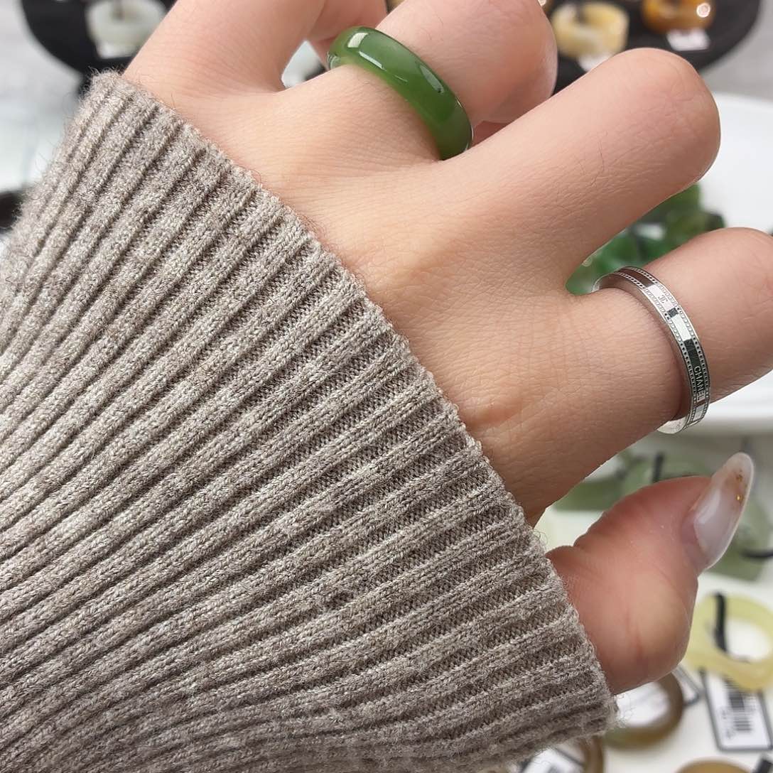 和田玉（糖玉）未镶嵌戒指S8碧玉窄直切16.5