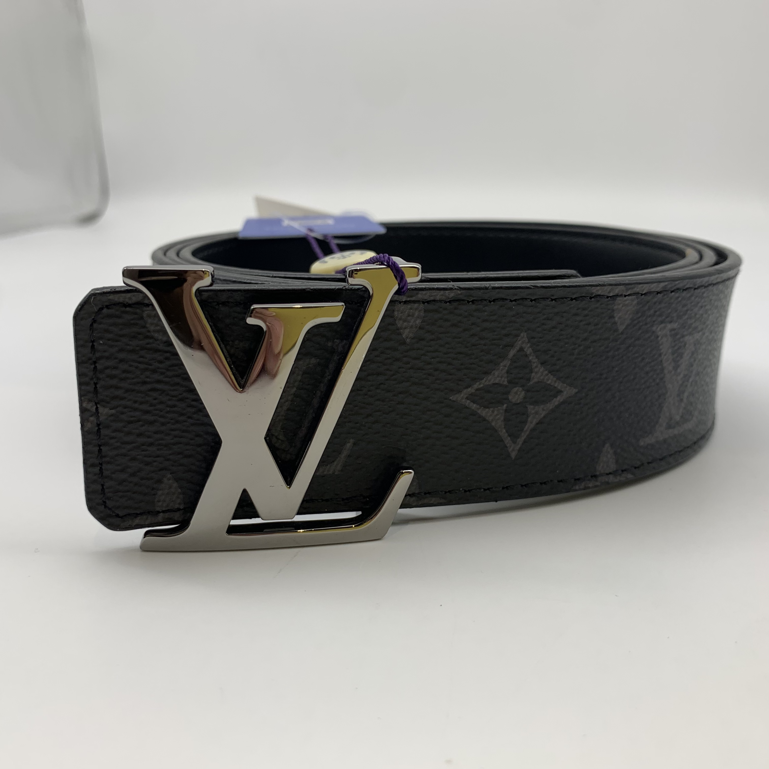 95新 LouisVuitton/路易威登 110码枪扣黑花双面腰带14705997