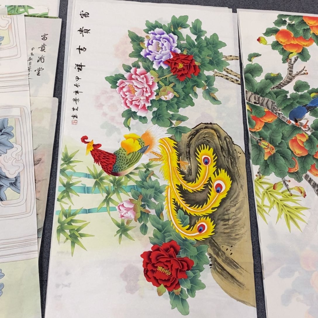 国画尺寸140✖️70四尺手绘工笔