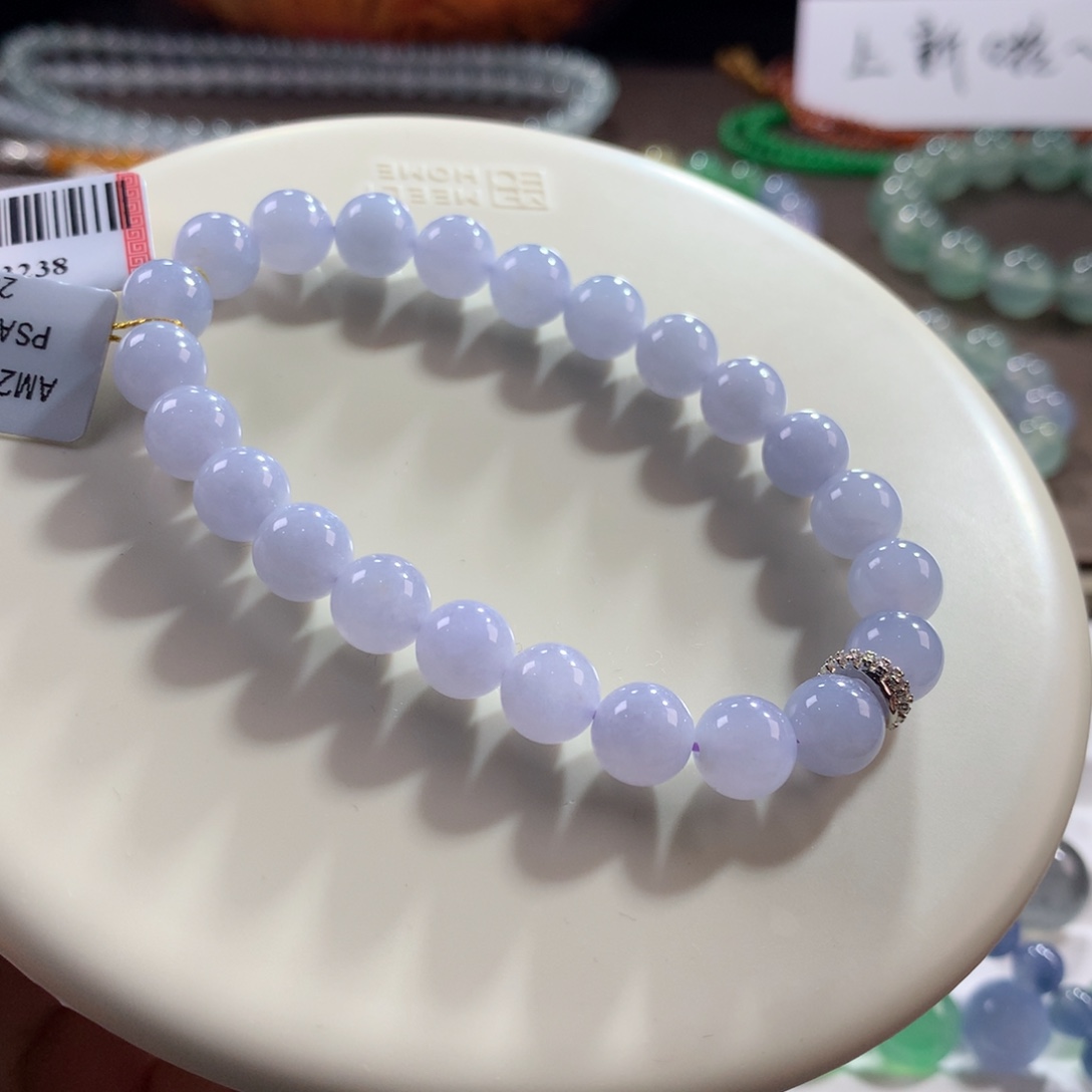 翡翠未镶嵌手链大漏！细腻紫罗兰单圈卡8