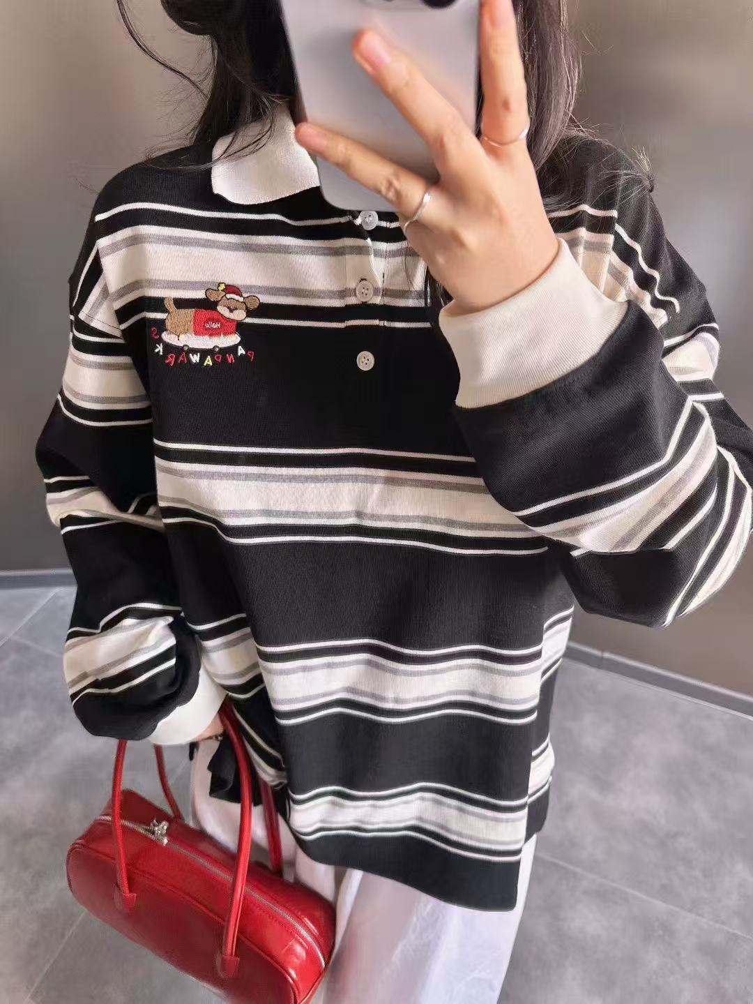 Pandawarks熊猫纸袋[滑板狗狗]270克圣诞限定条纹Polo打底25444