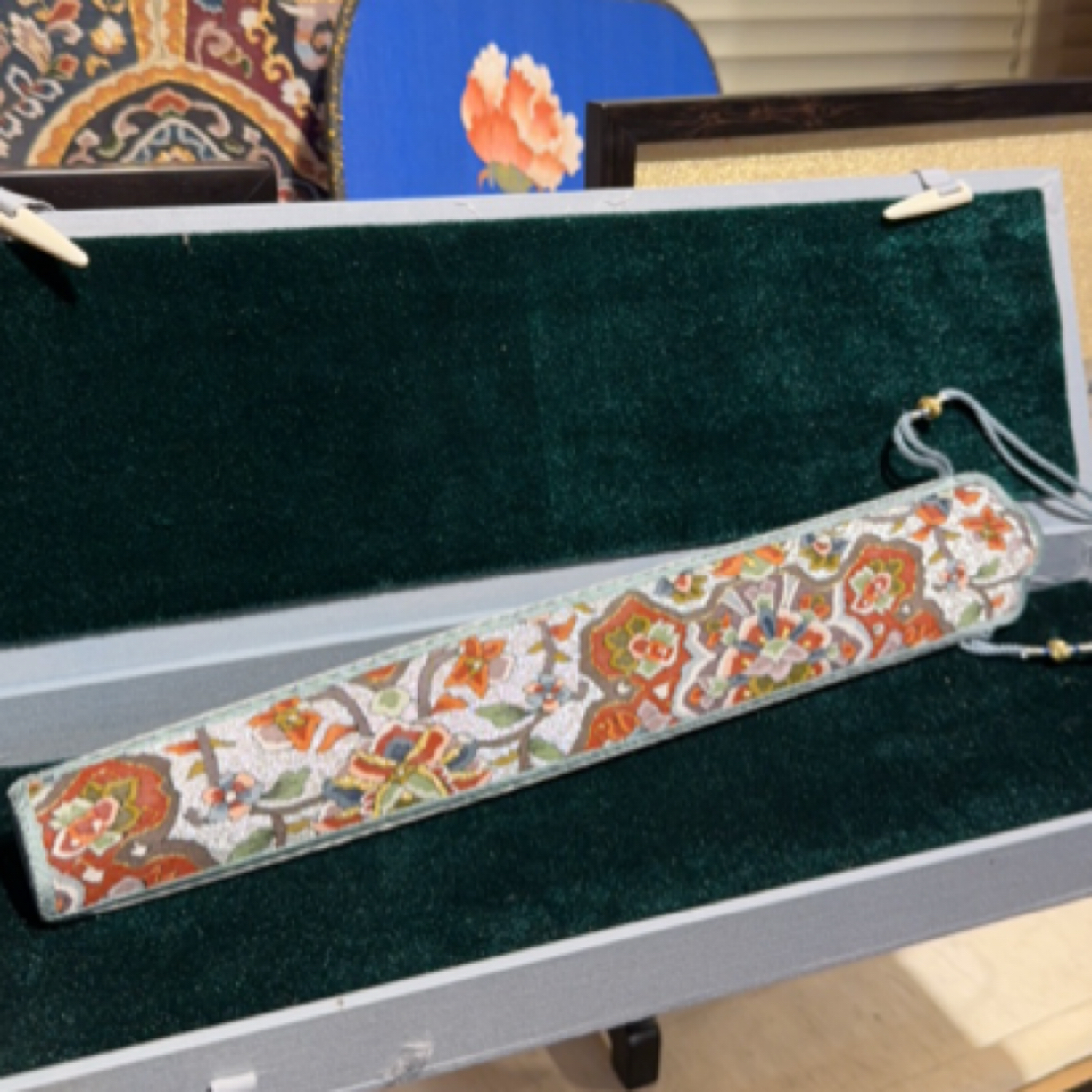 雅宜山居 缂丝折扇套9.5寸 长32cm