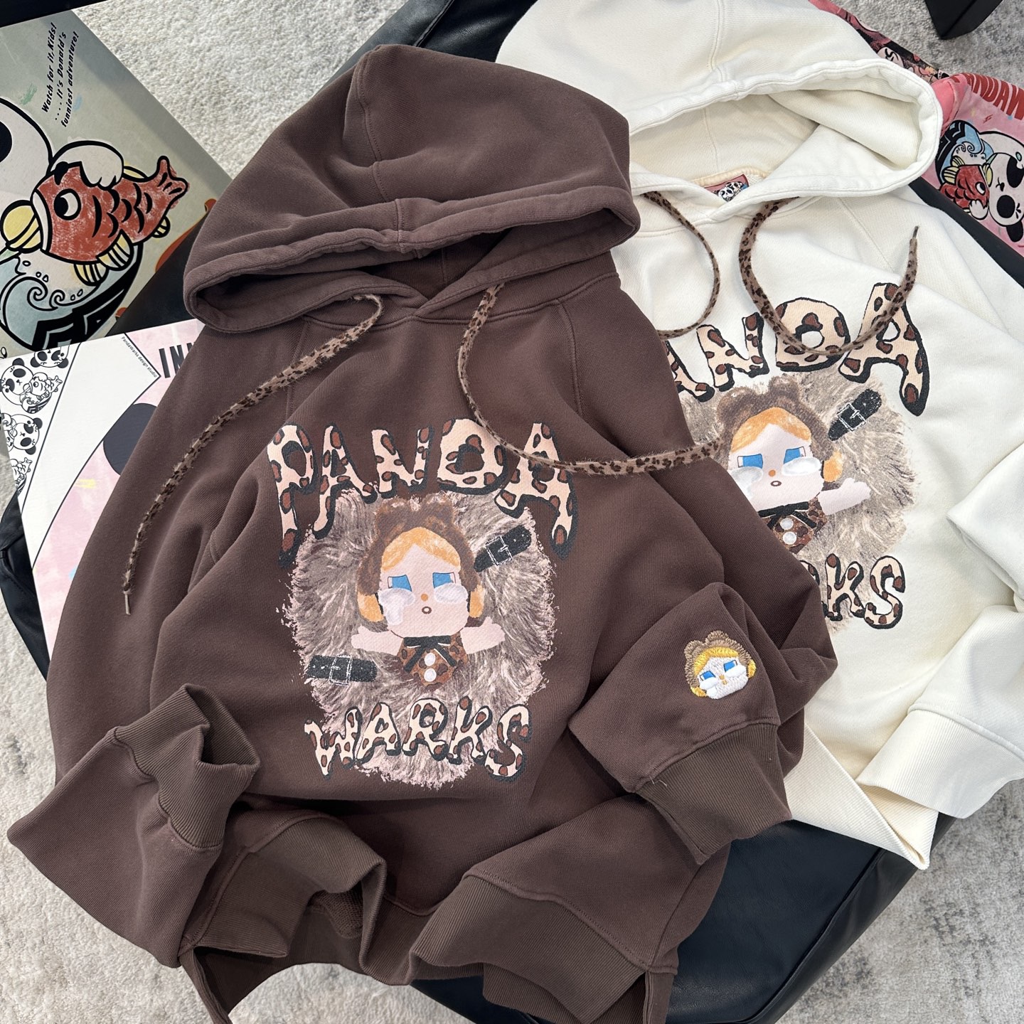 Pandawarks[豹纹哭娃]360克纯棉毛圈连帽卫衣25446