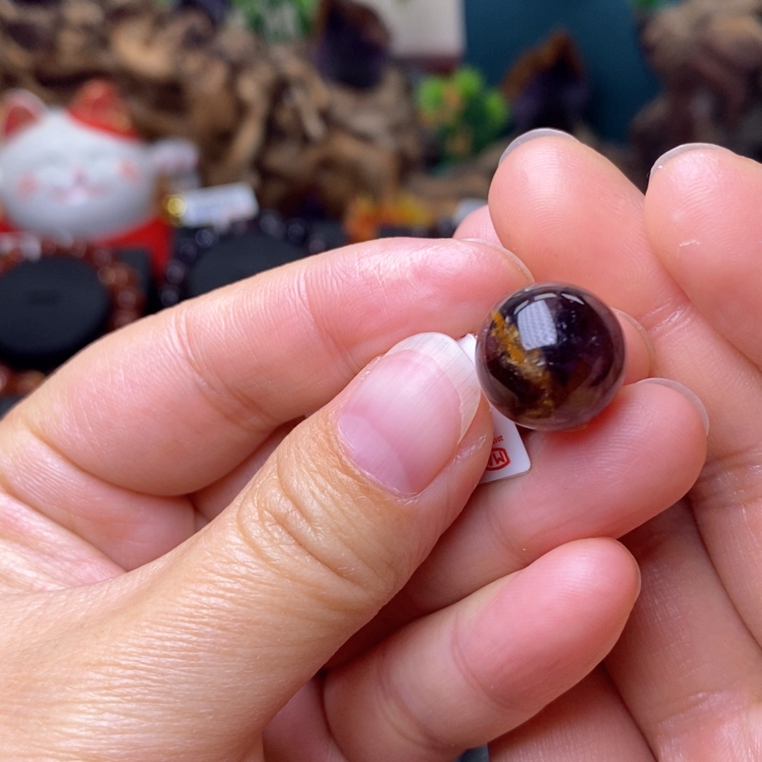 水晶A014猫眼极光单珠14m未镶嵌