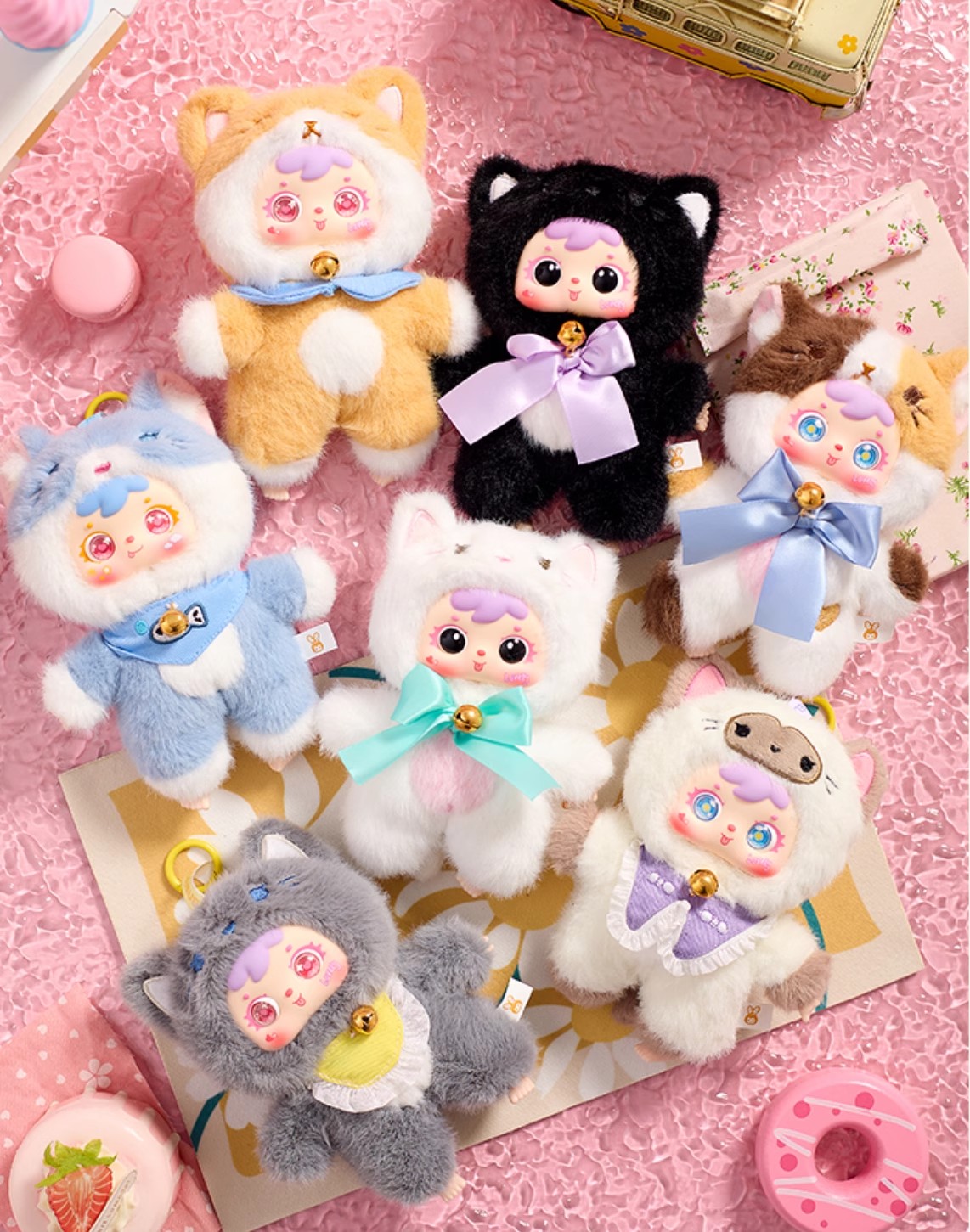 新款三小毛(Samuel)猫猫小聚会毛绒盲盒周边可爱公仔礼物手办摆件
