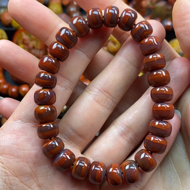 玛瑙/玉髓未镶嵌手串战国红手串