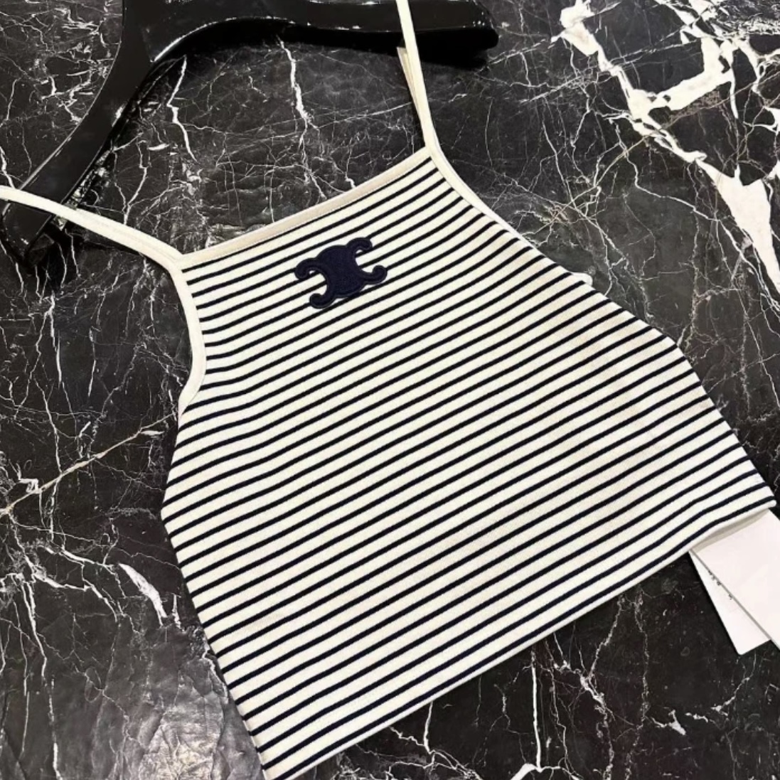 95新 Celine/思琳 麦殿/条纹吊带背心M码白色/250719WYY8X03