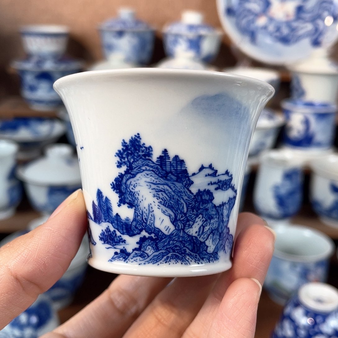 泥藝瓷梦山水马蹄杯
