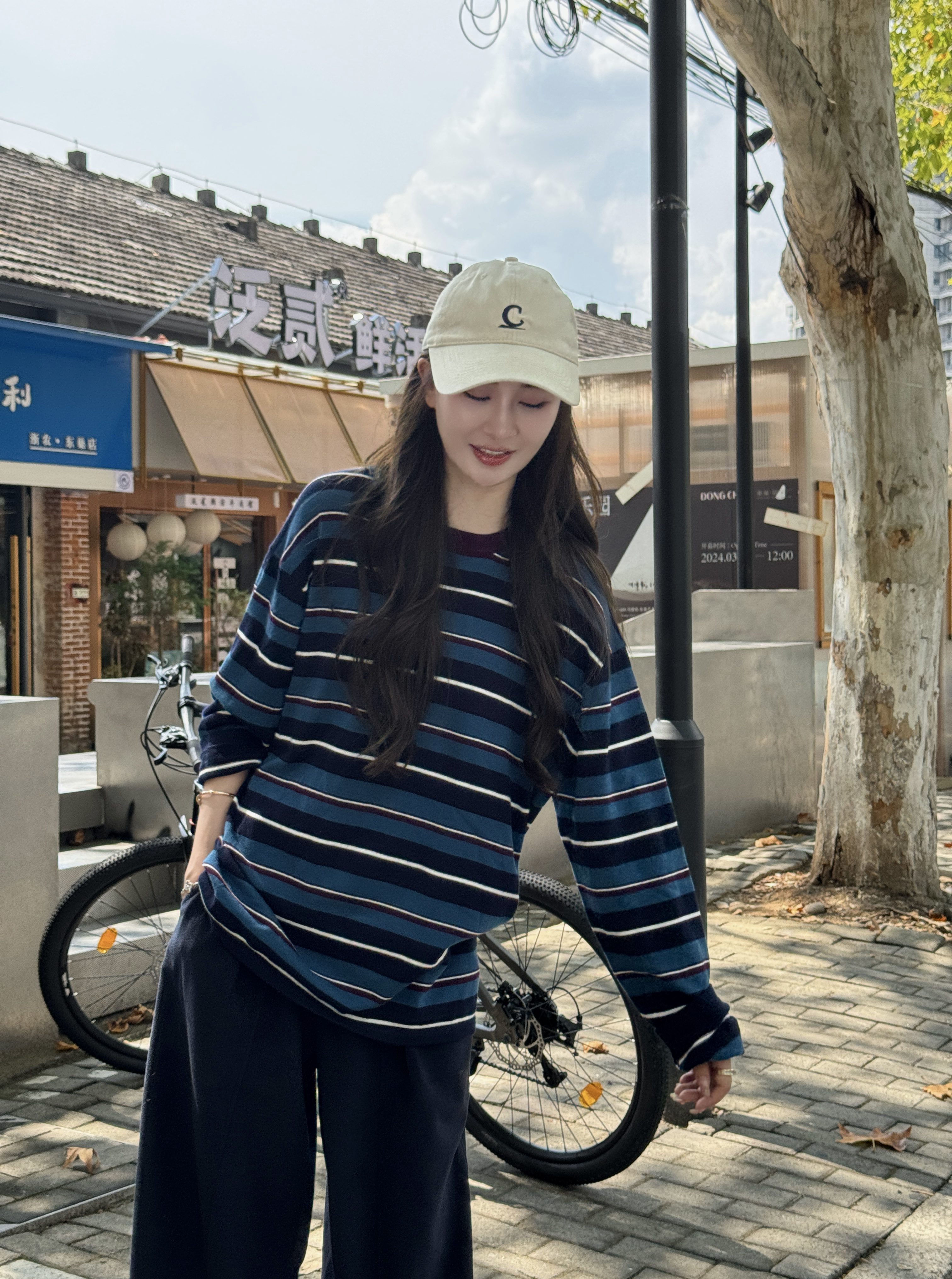 NINGLYNN  STUDIO新款【懒人天菜】长袖休闲百搭针织条纹衫360006