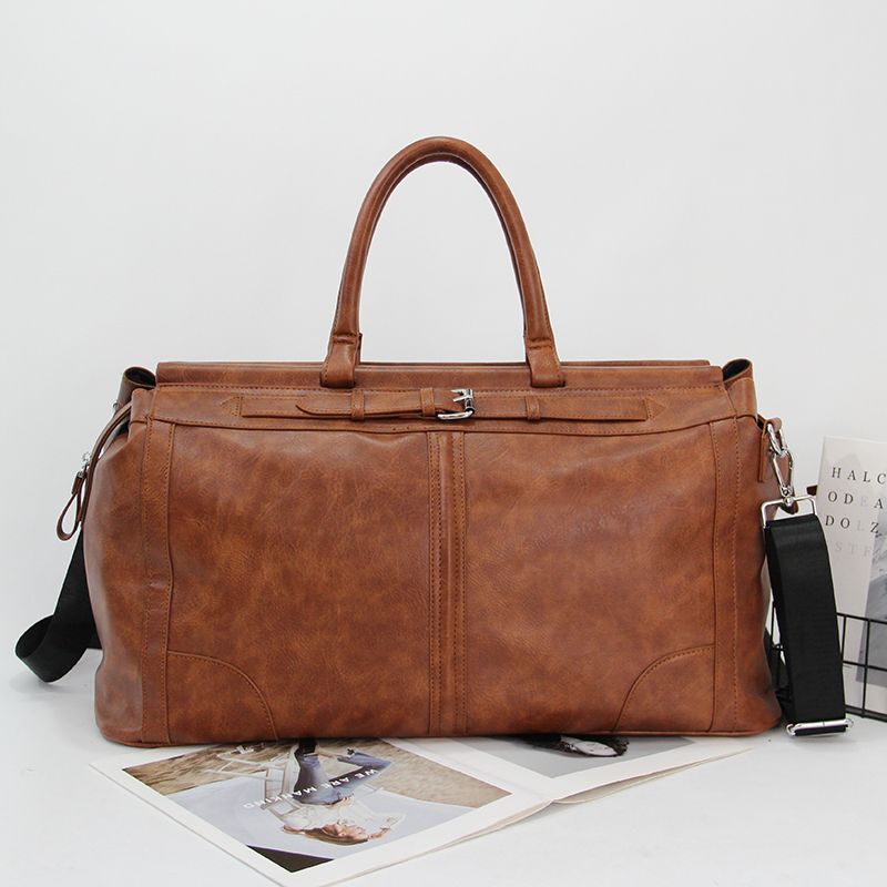 男士复古旅行包单肩斜跨包欧美大容量行李包手提包旅行袋健身包潮