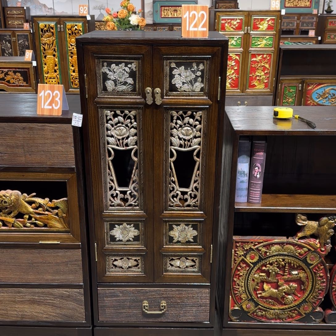 苦***来大理石榉木圆角款复古家具边柜边柜