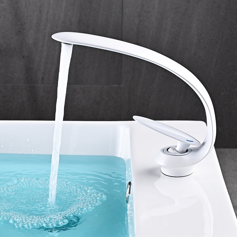 白色水龙头卫生间创意艺术冷热全铜浴室台盆洗手洗脸盆洗漱台面盆