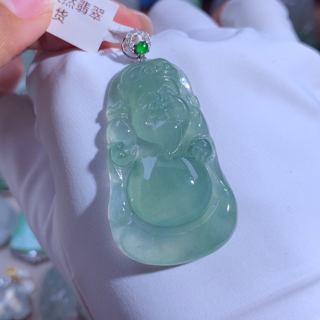 翡翠颈饰18K金镶嵌财财