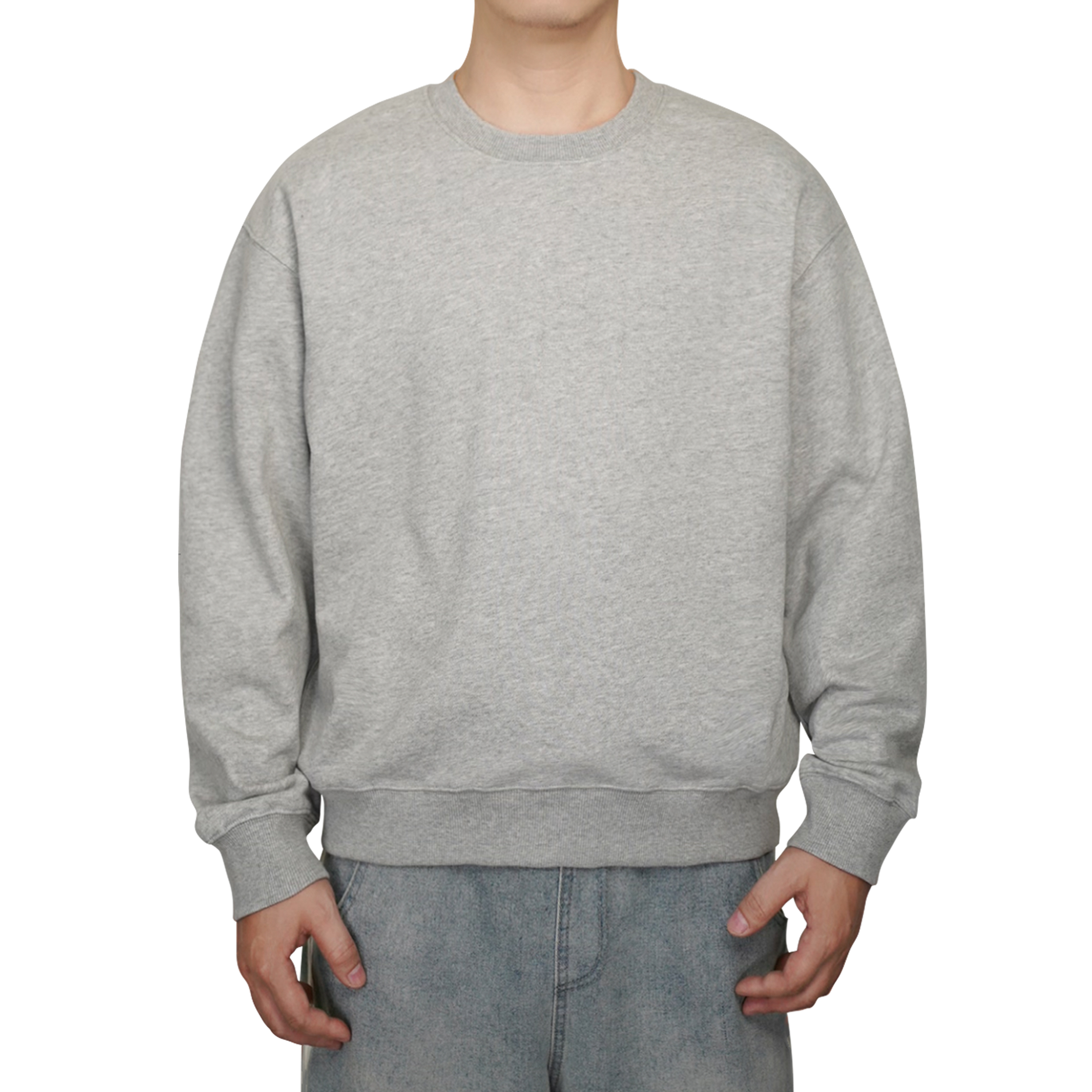 JUOILLAR春秋圆领卫衣短宽版纯色男上衣户外运动百搭宽松情侣