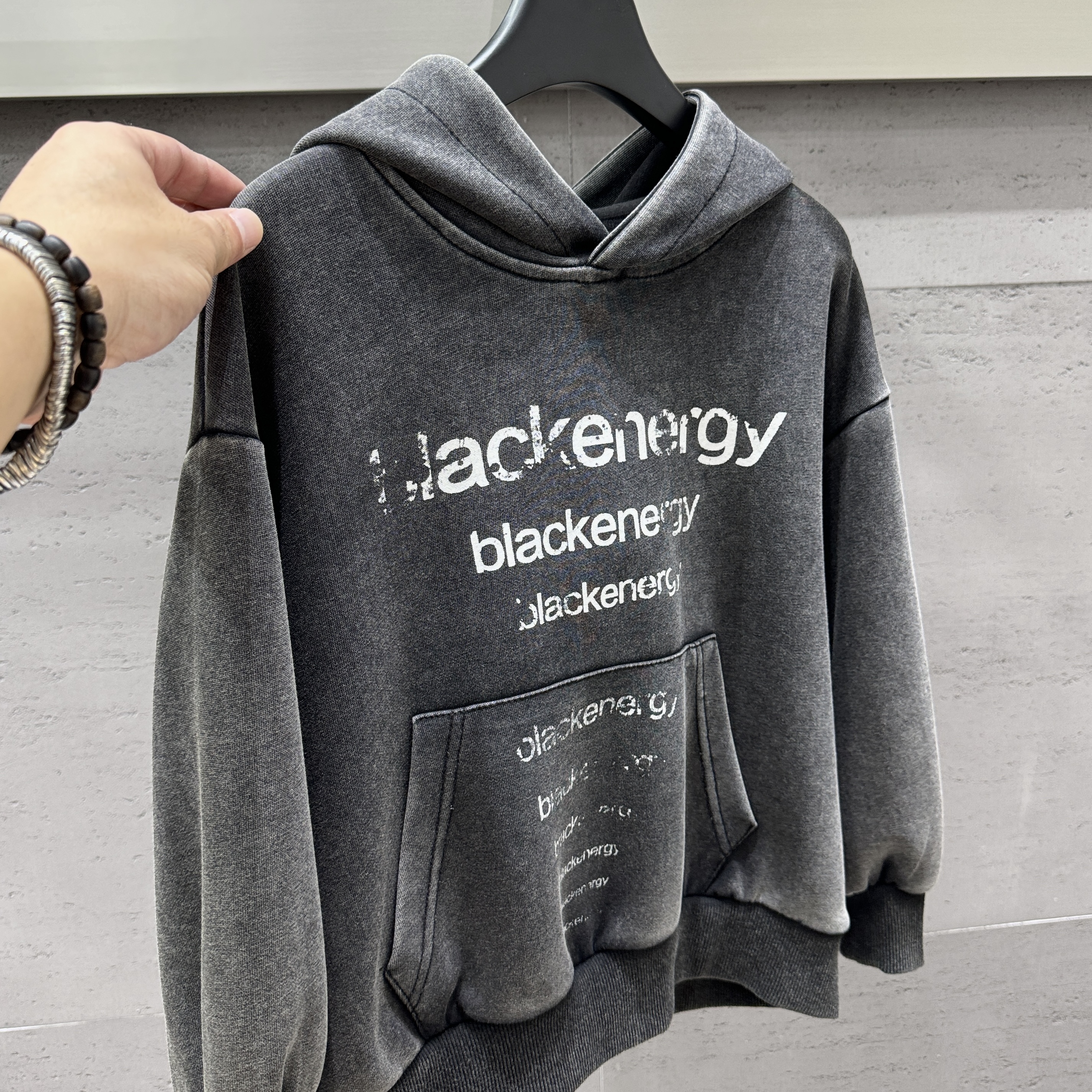 【加绒】儿童韩版连帽炒色砂洗重工艺秋冬卫衣