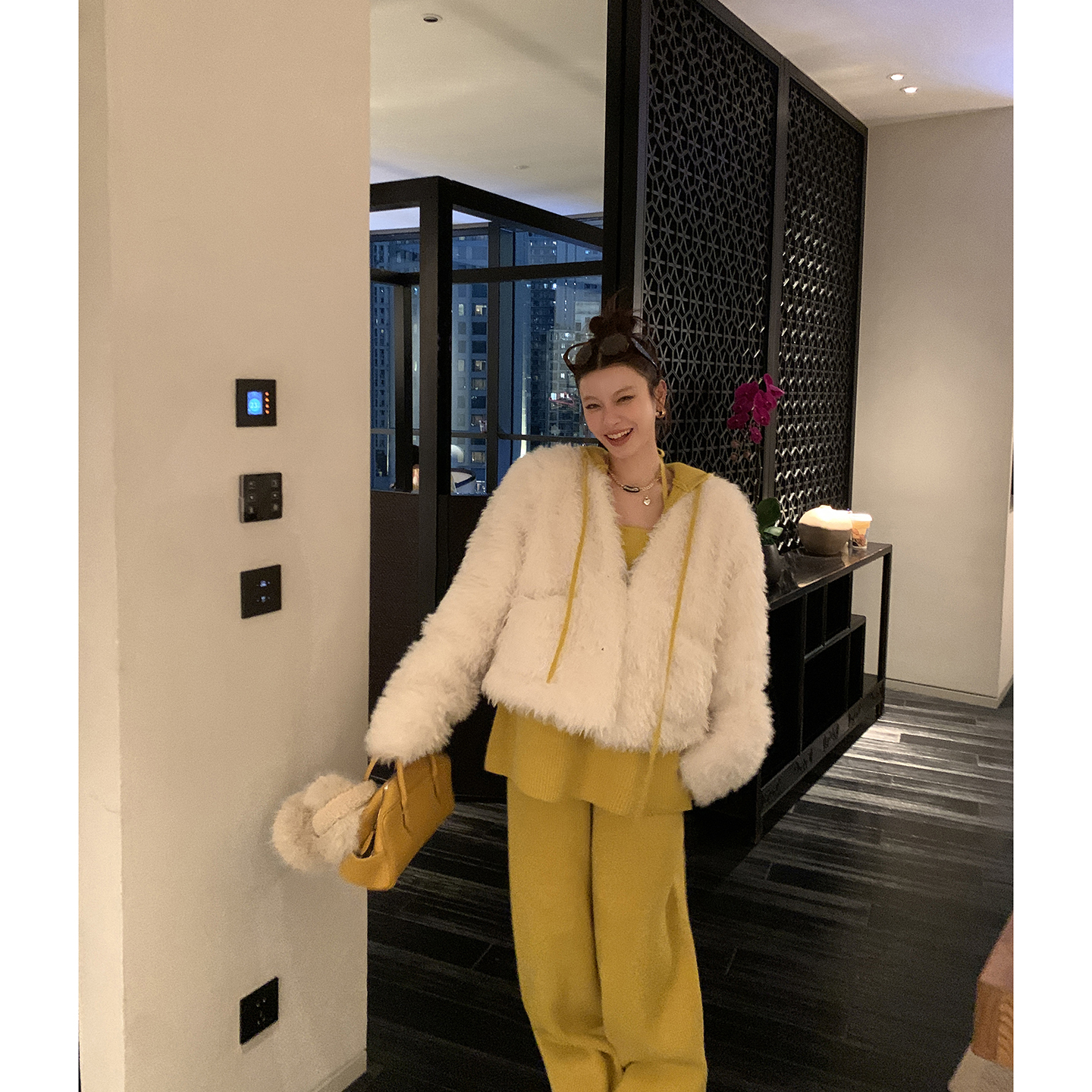 【绒绒小雪人】环保毛毛软糯保暖毛外套女4683