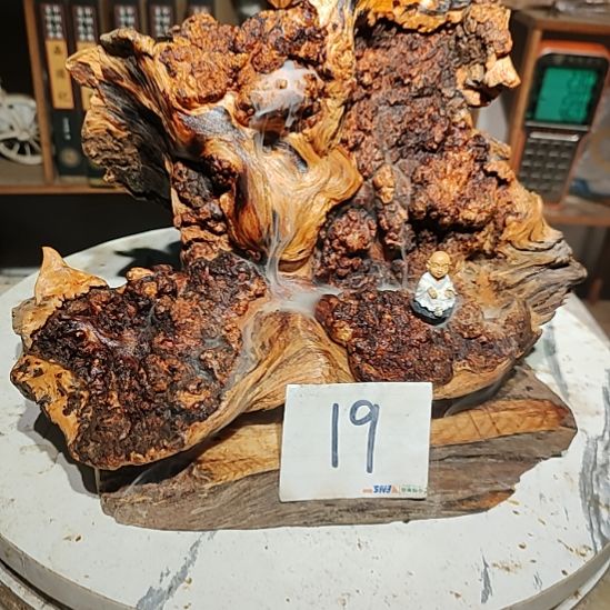 ****️泥塑19北沉香琥珀木天然造型山水摆件