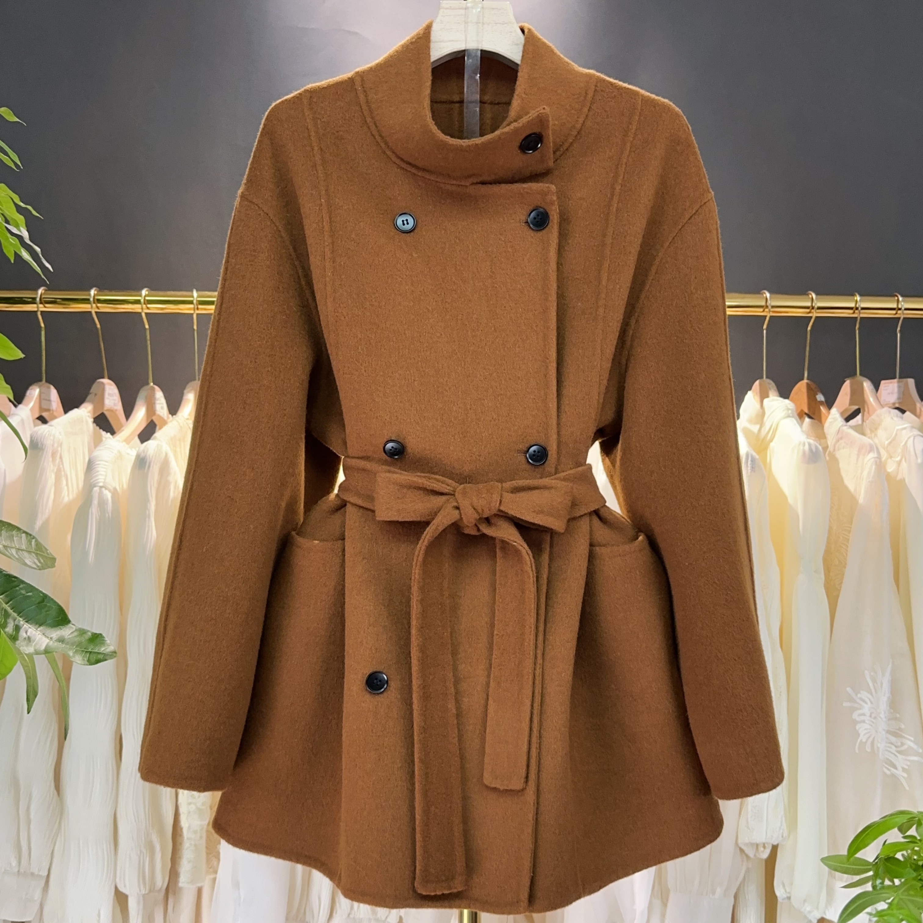 【A9271】毛呢外套女2025秋冬新款时尚休闲设计感毛呢外套