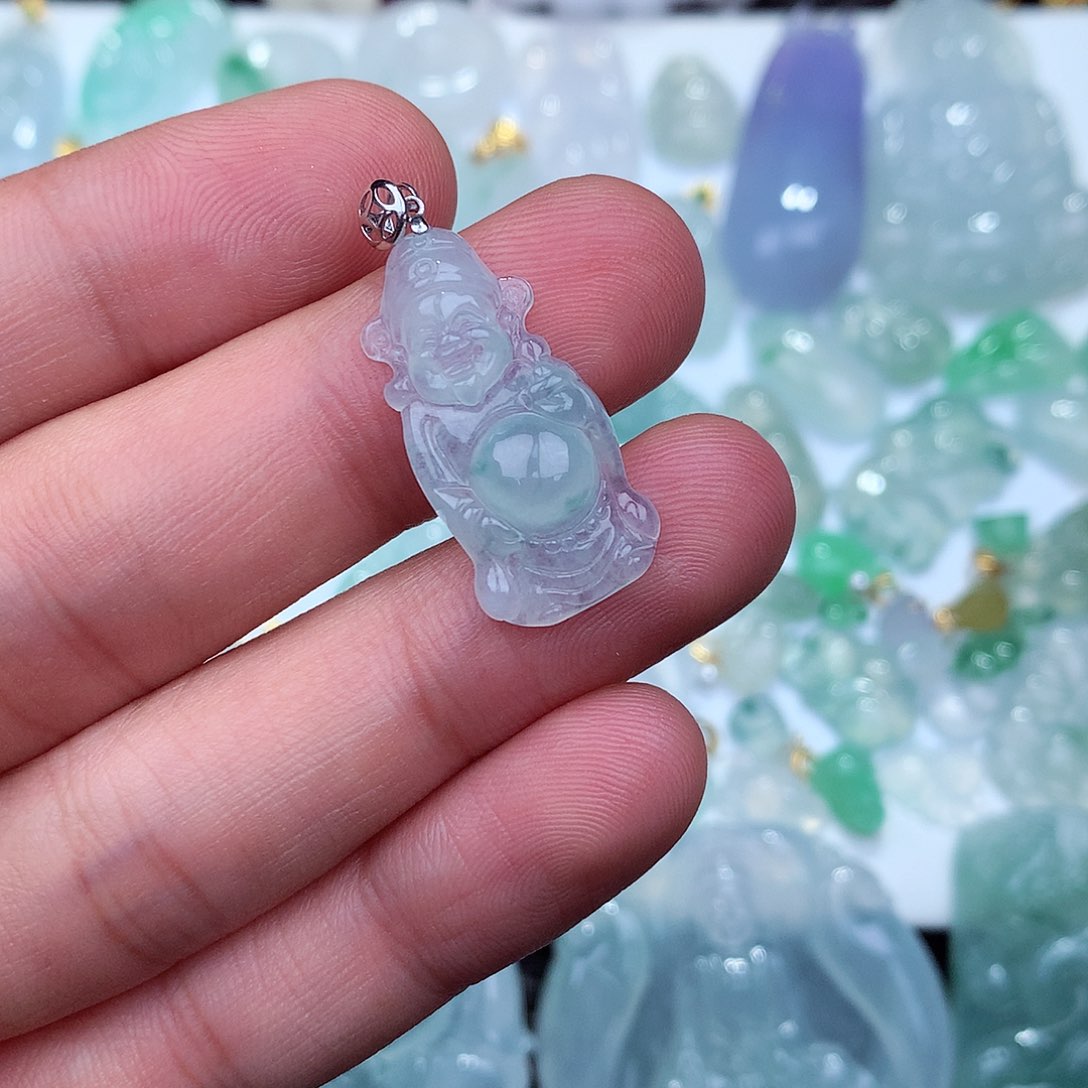 翡翠吊坠(不含链)18K金镶嵌