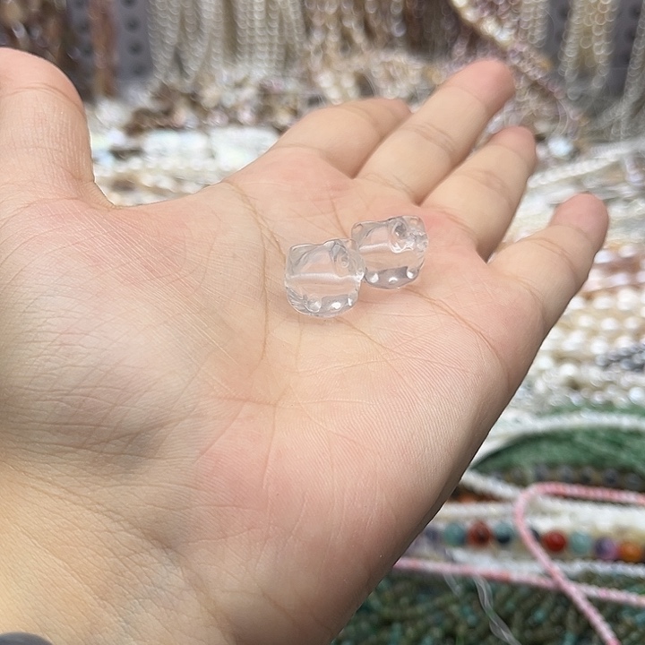 未镶嵌玛瑙/玉髓珠宝半成品一个14/13mm左右白水晶kt猫