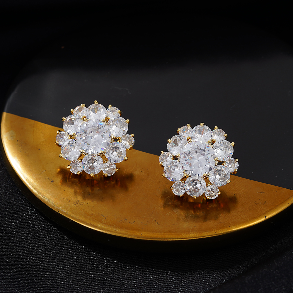 铜合金耳饰 大气经典清新精致优雅镶嵌奢华素款耳环PT0351