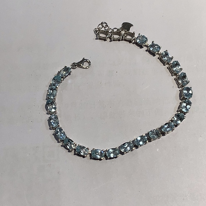 银S925镶嵌托帕石手链T925银镶托帕石手链22颗