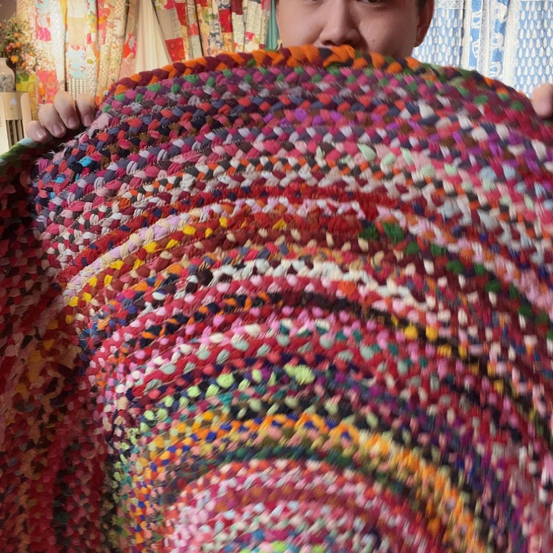 函****乳胶1.2米彩虹编织地毯