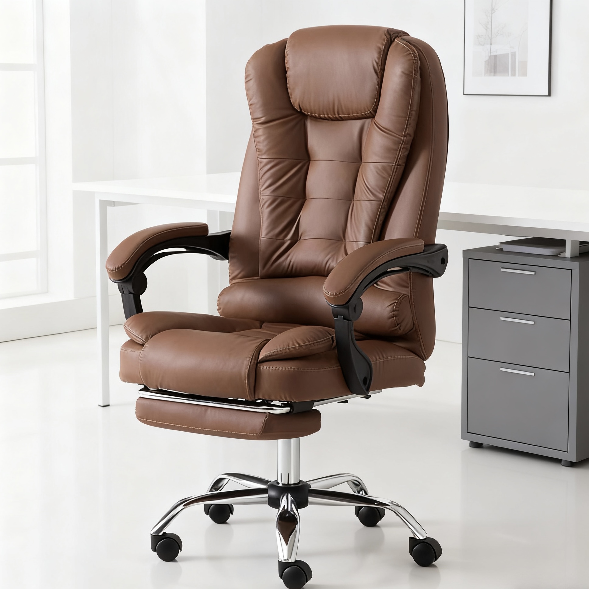 猫抓皮椅子书房办公椅书桌老板椅转椅升降旋转>