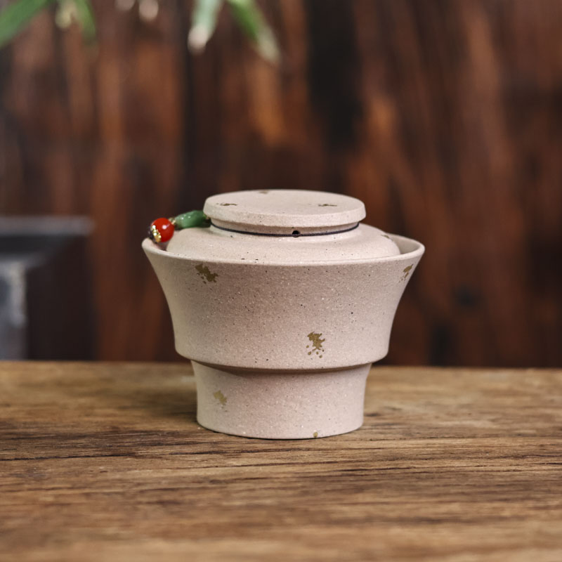 【叁山】1桃花泥-亦缶-奢香洒金盖碗-130CC（窑云S0077）