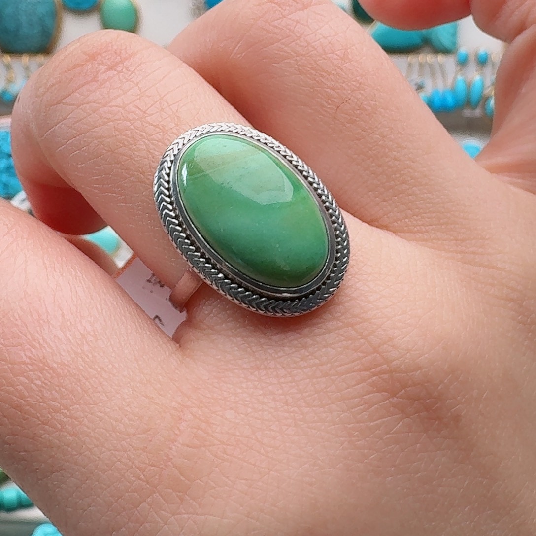 绿松石银S925镶嵌戒指