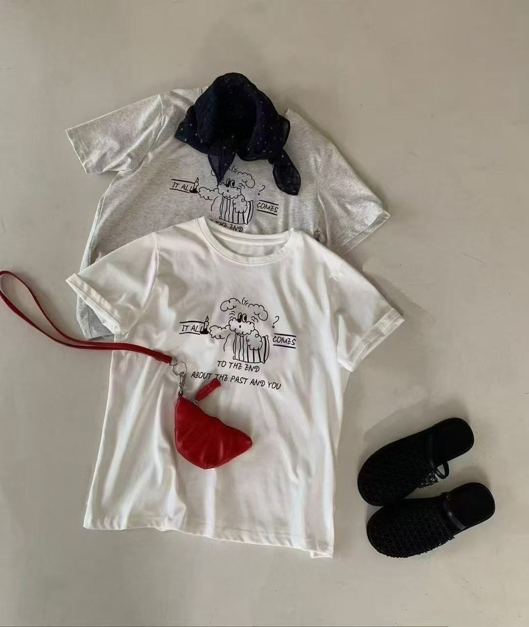 甜圈圈【TQ】印花刺绣短袖合集宽松百搭显瘦上衣T恤