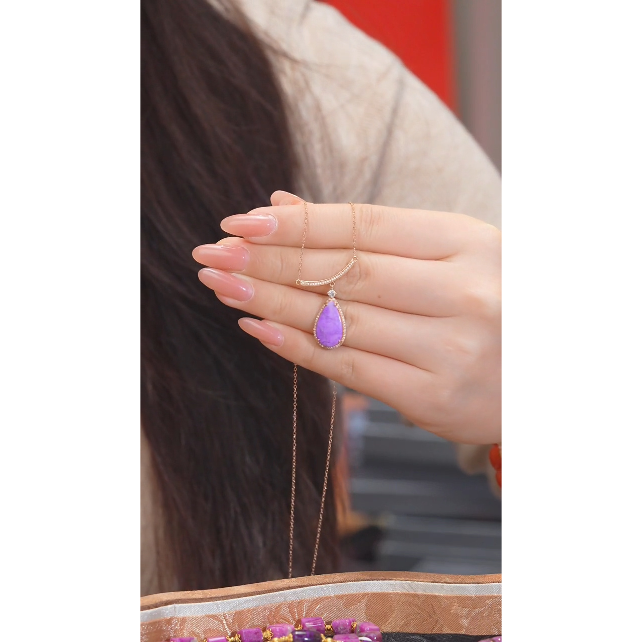 苏纪石（舒俱来）项链18K金镶嵌多样性发（13号）@@Q6164