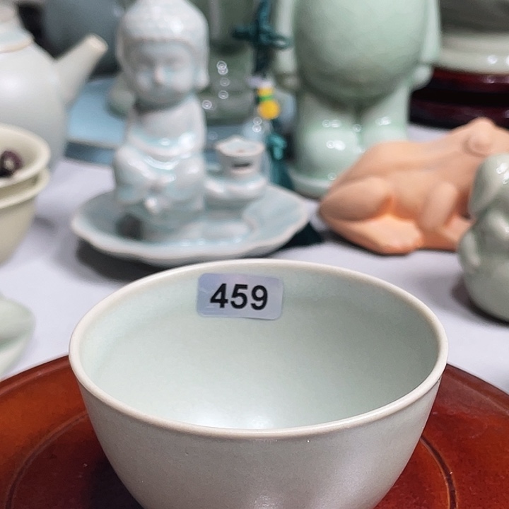 459柴烧鸡心杯仿古釉