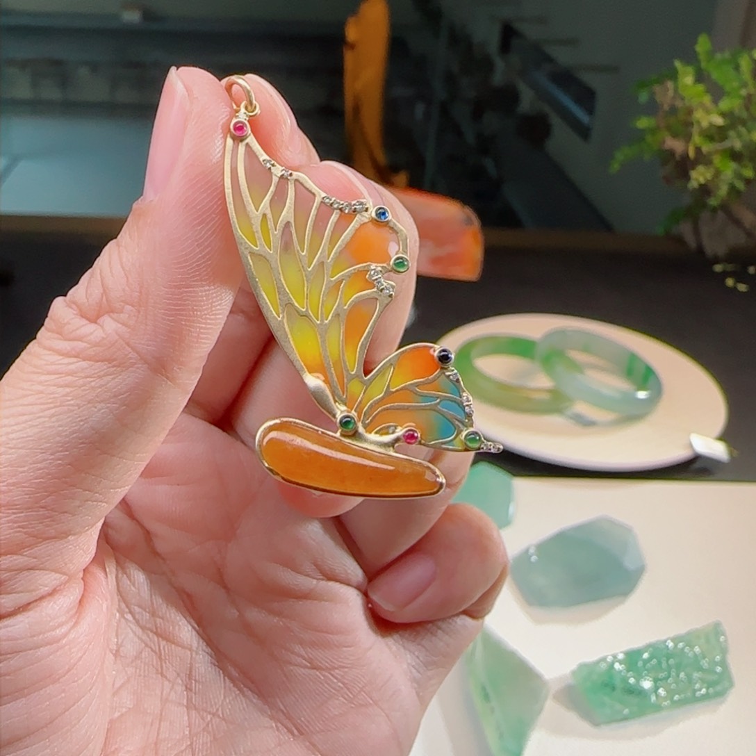 【闪购商品】翡翠颈饰18K金镶嵌堯