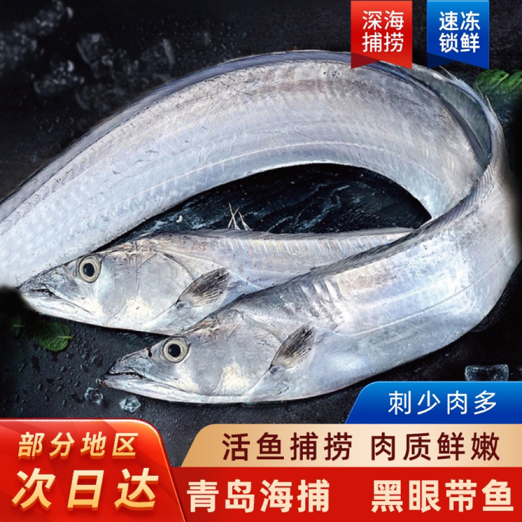 皮小鲜青岛海捕带鱼 油带鱼 刀鱼 整条发货4斤(8-9条)顺丰包邮