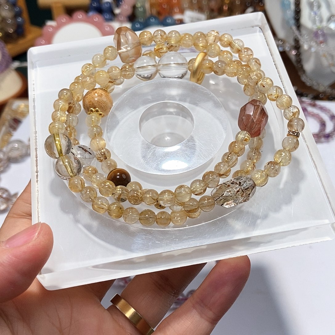 水晶手串未镶嵌玲**姐金发晶原创