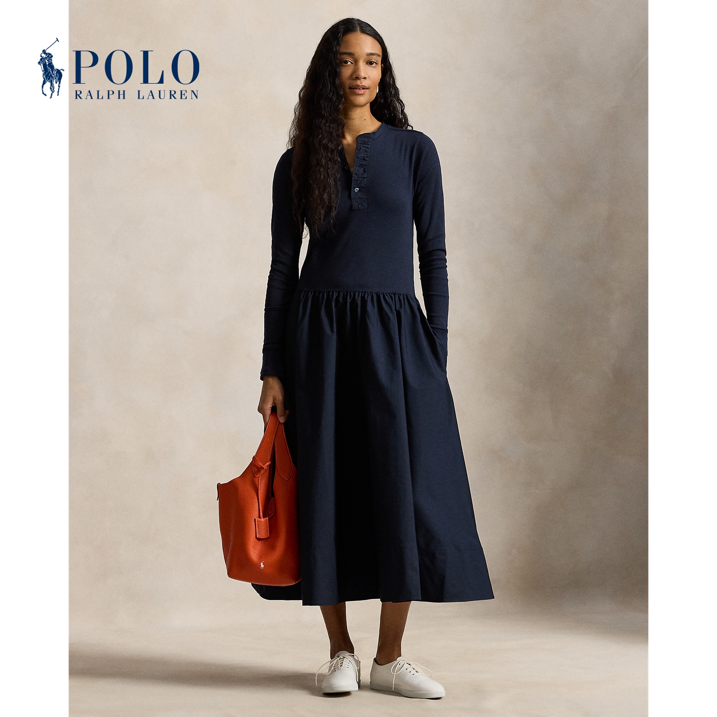 Ralph Lauren/拉夫劳伦女装 26年早春棉质亨利领连衣裙RL27633