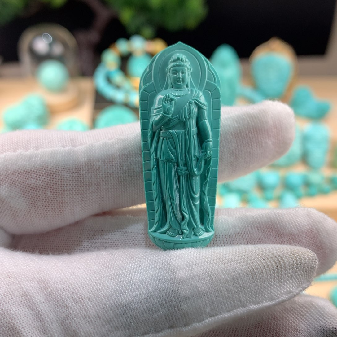 绿松石未镶嵌站观音风**飞