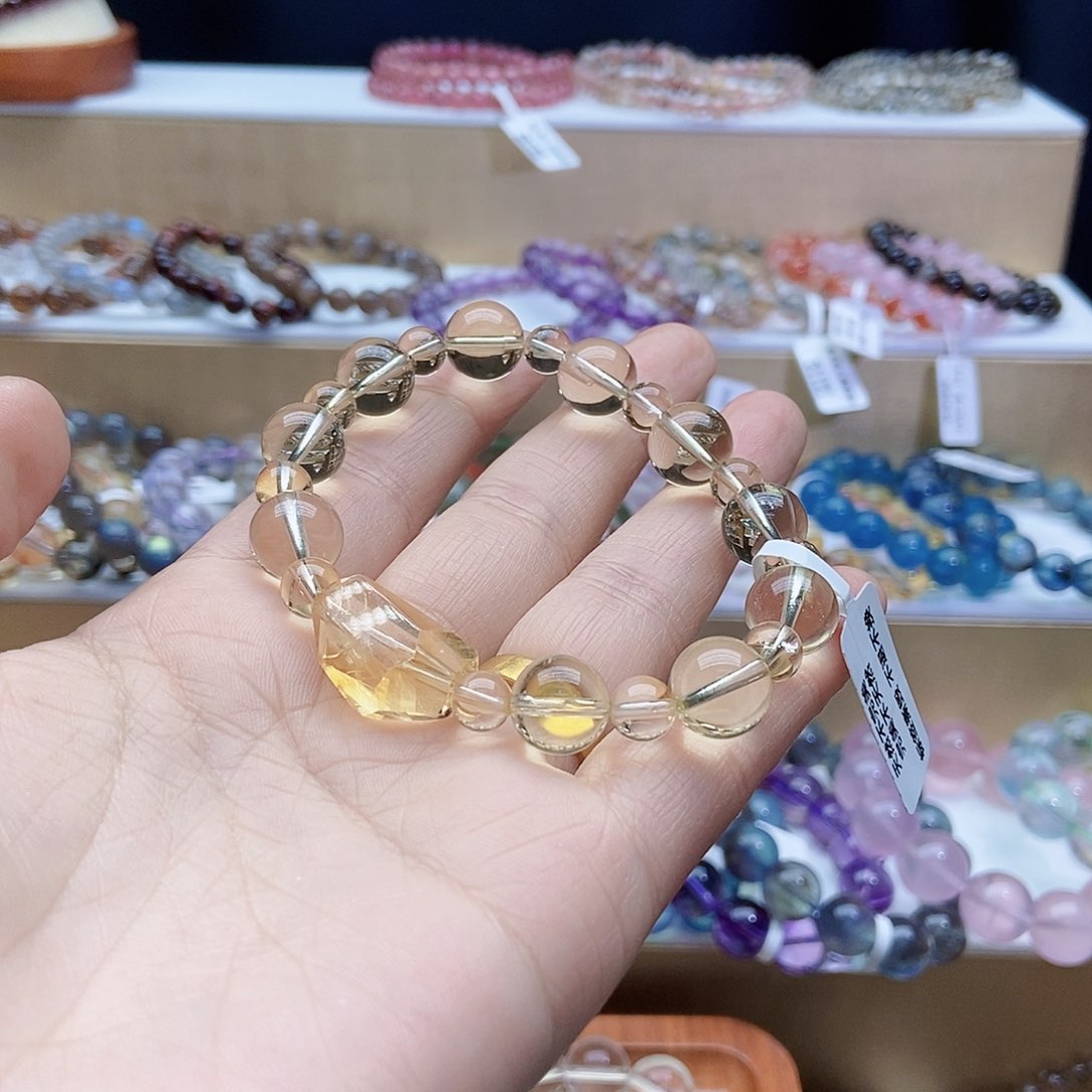 水晶手串未镶嵌?****人巴西黄原创