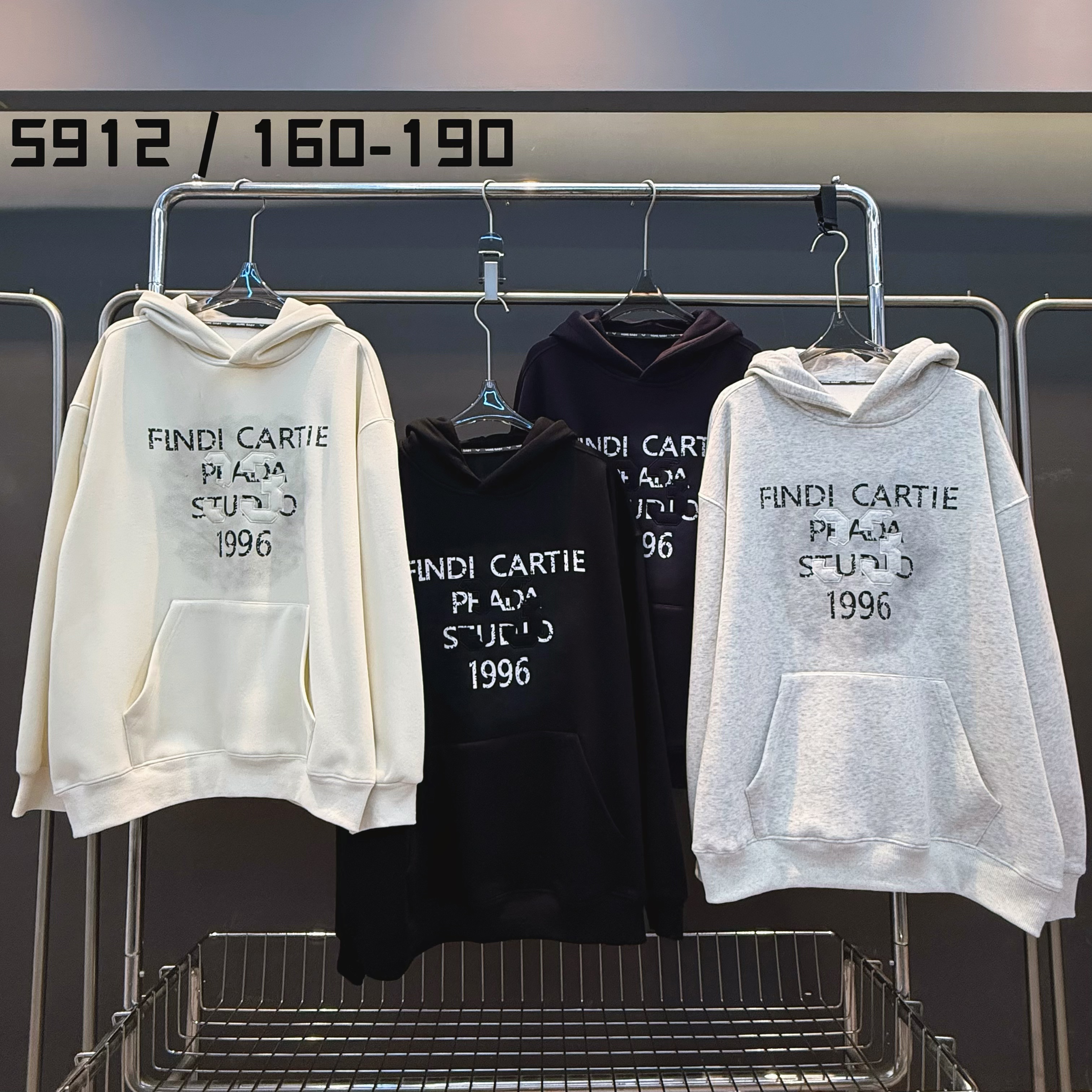 【5912-灰色】青少年秋冬款一体绒连帽卫衣