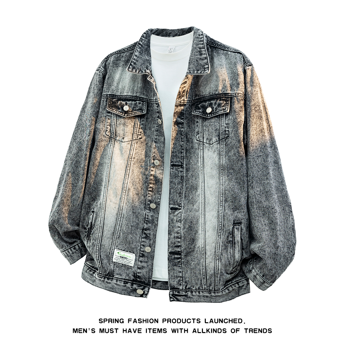 美式高街复古痞帅ins宽松型男士牛仔夹克新款休闲外套男上衣外穿