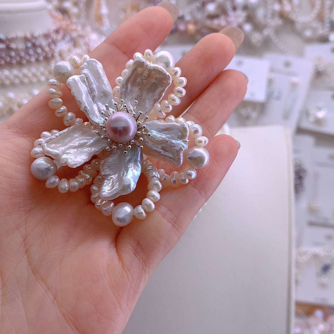 水***亭淡水珍珠未镶嵌胸针