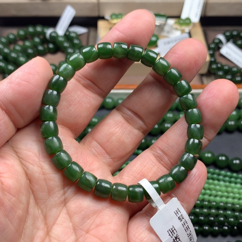 【闪购商品】和田玉（碧玉）手串未镶嵌7mm直切放漏