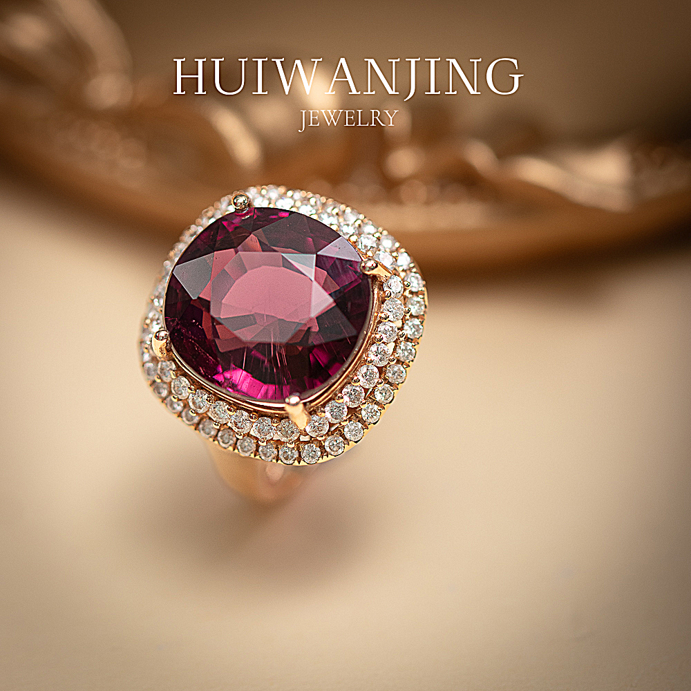 18K金紫碧玺戒指高贵大气重金镶嵌满钻款NN60997