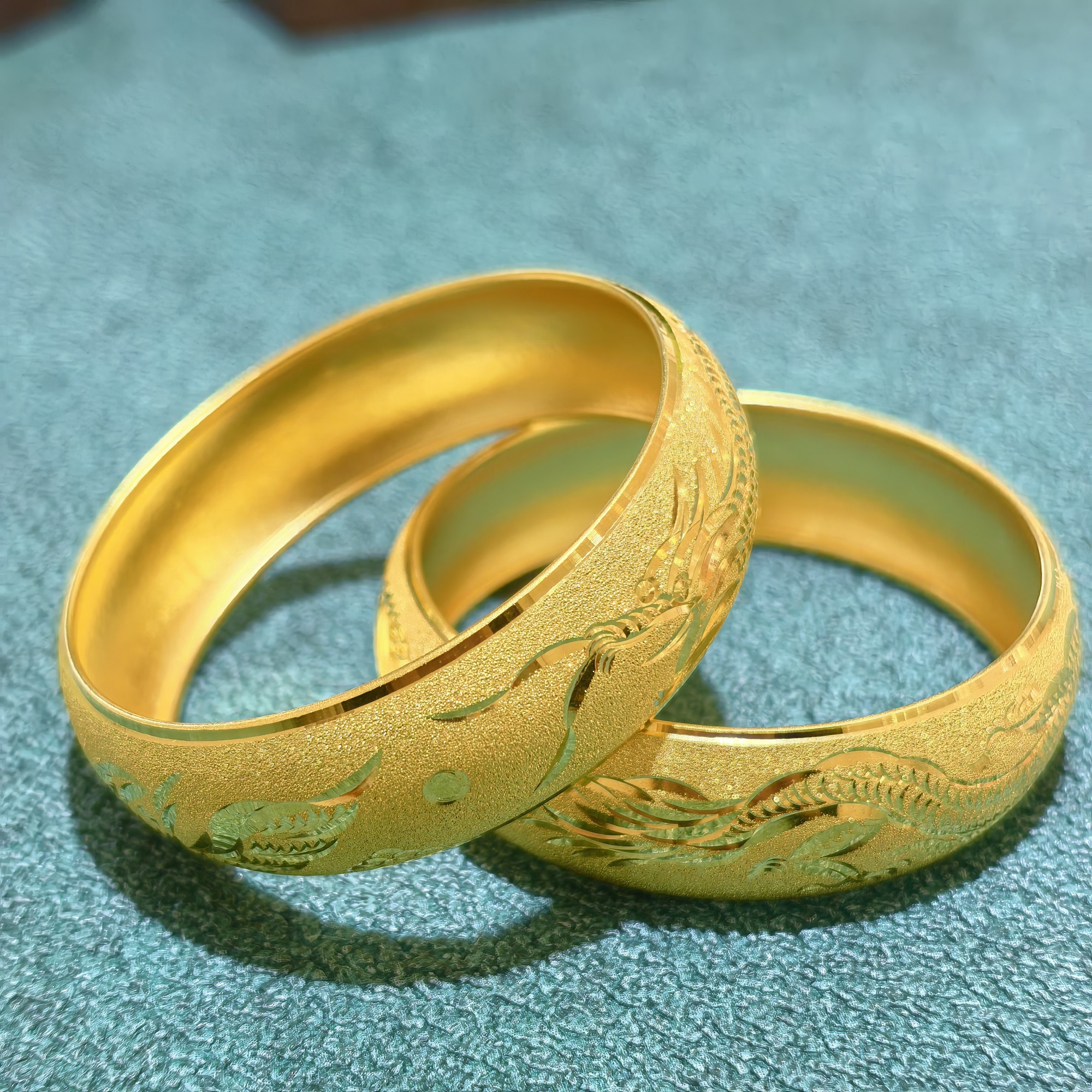 足银手镯 龙凤配手镯精致国风手工錾刻手镯大气婚嫁新中式