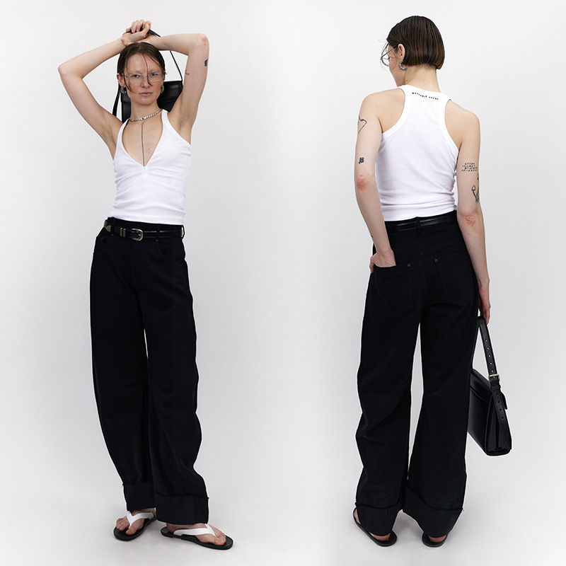 WEARABLE EVENT弯刀阔腿牛仔裤 Machete wide-leg jeans