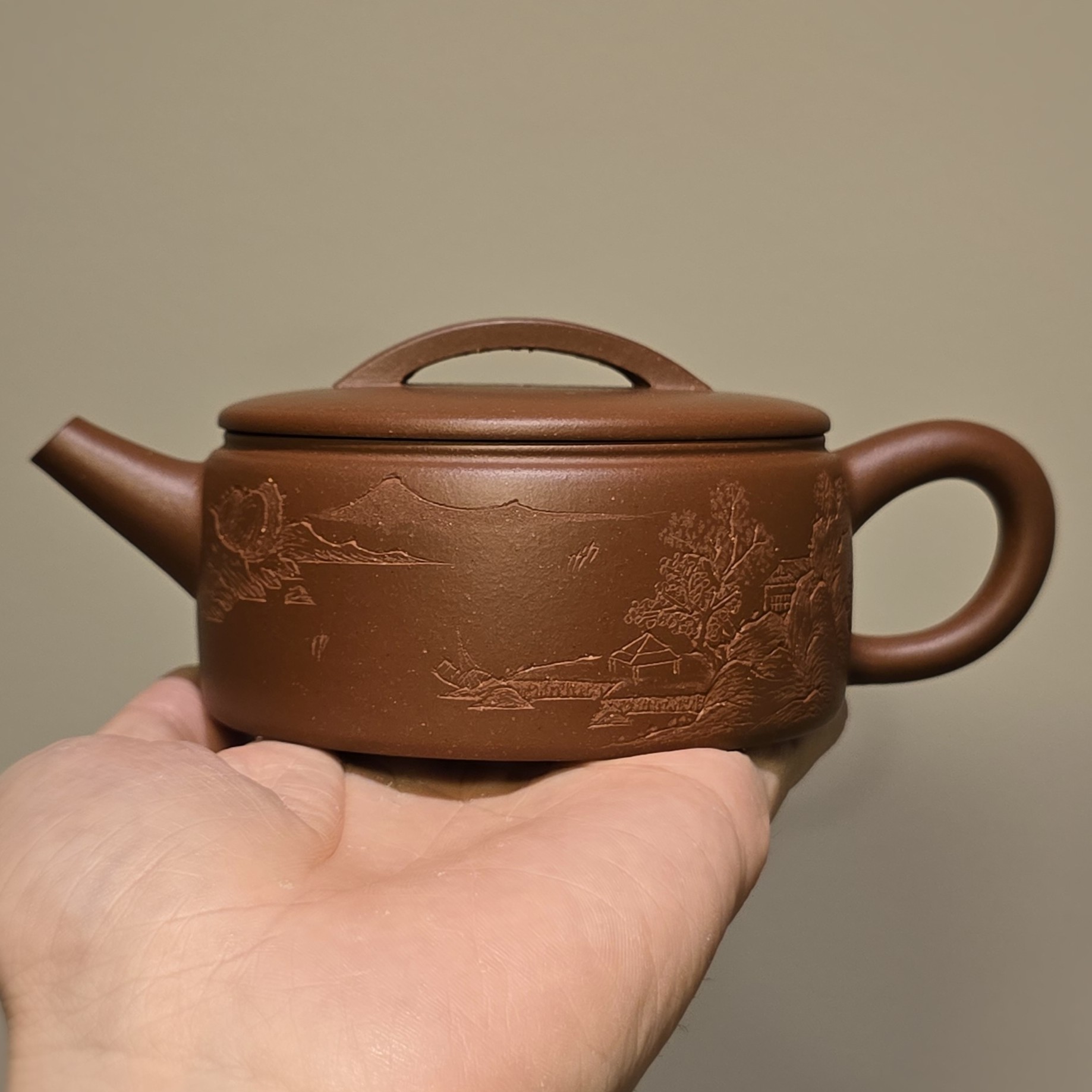 创佳紫砂 汉瓦壶 200cc 原矿紫砂 红皮龙 手工紫砂壶 招牌
