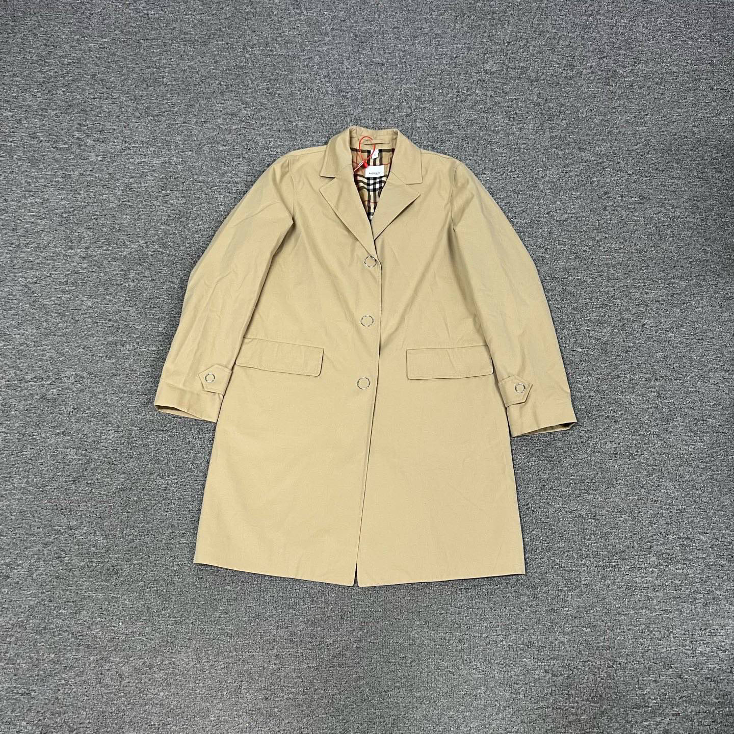 99新 AMIPARIS 博柏利 卡其色 白标内里格纹 风衣外套 UK6 衣长90